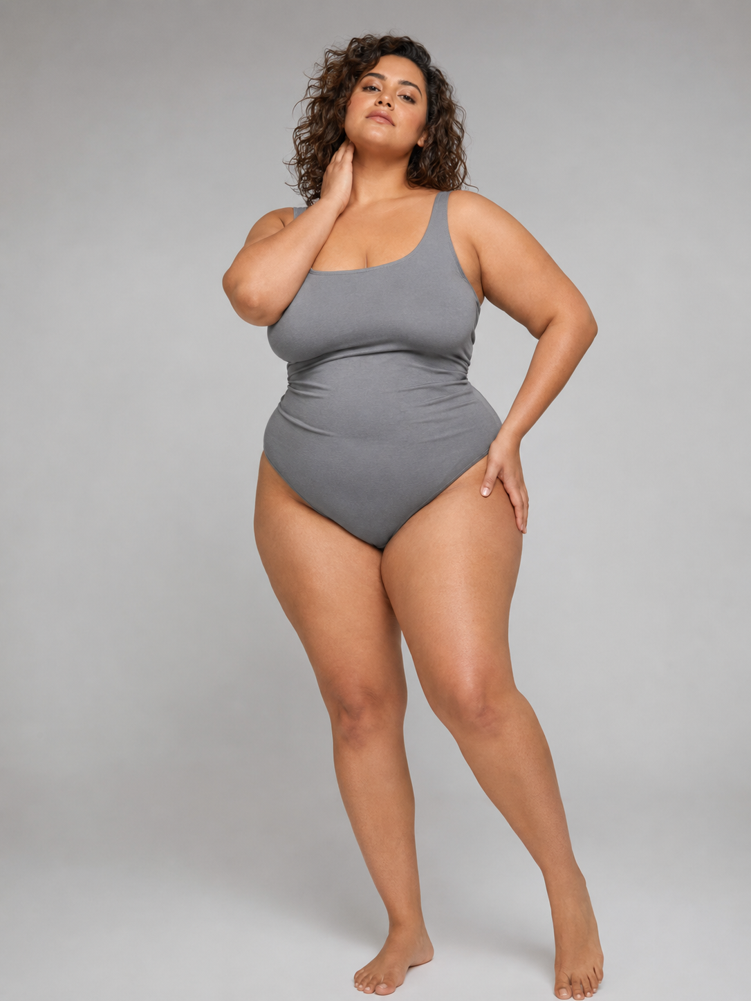 apple plus-size model direction with olive skin-tone option