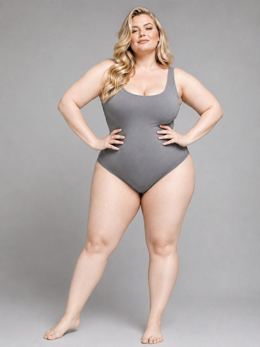 hourglass plus-size model direction with fair skin-tone option