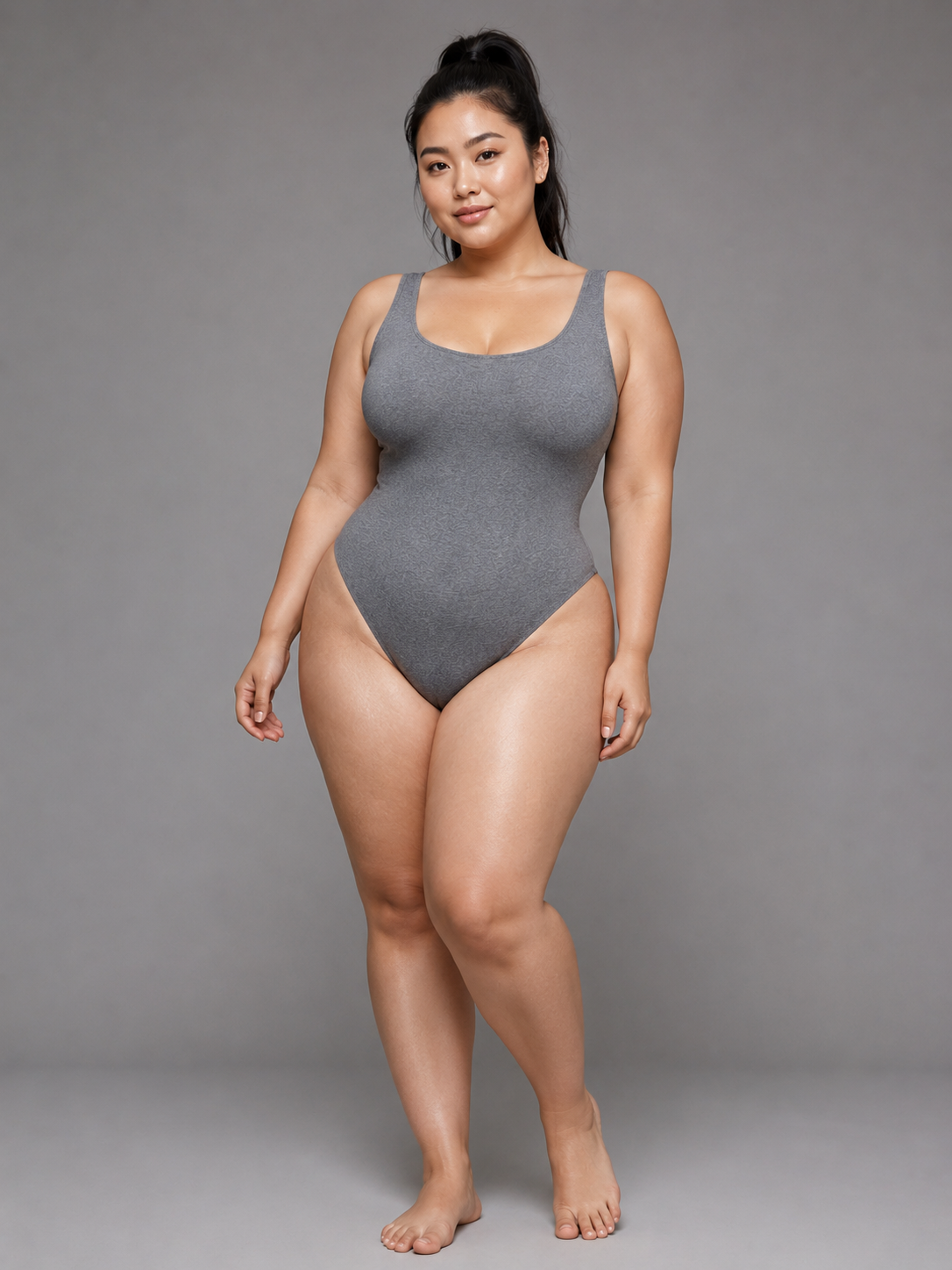 pear plus-size model direction with asian skin-tone option