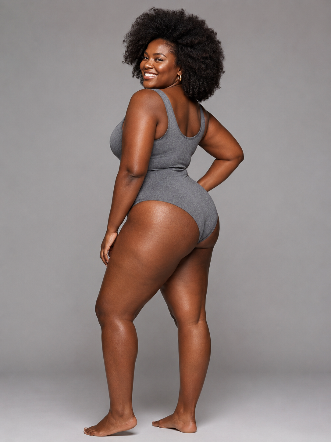 pear plus-size model direction with dark skin-tone option